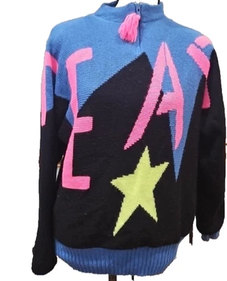 Suéter de esquí deportivo Obermeyer Backtalk con cremallera en cuarto para mujer grande años 80 vintage EQUIPO Foto 1 de 4