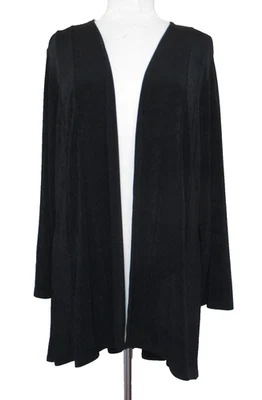 Chaqueta Chico's Travelers Negra Slinky Frente Abierto Plisada Peplum Back Talla 3P Foto 1 de 4