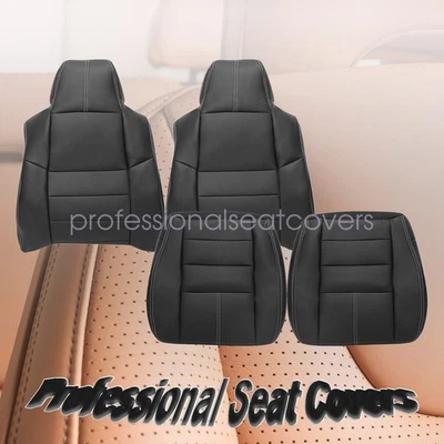 For 2008 2009 2010 Ford F-250 Lariat XLT XL Both Side Leather Seat Cover Black - Image 1 of 4