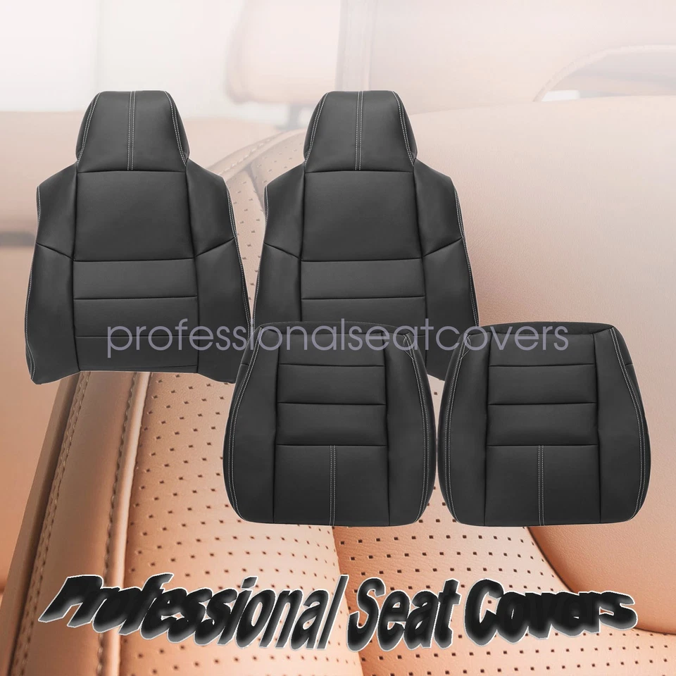 For 2008 2009 2010 Ford F-250 Lariat XLT XL Both Side Leather Seat Cover Black - Image 1 of 4