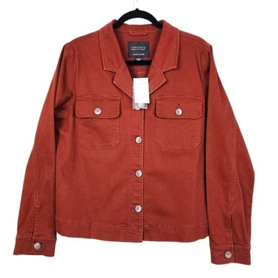 Sanctuary Jacket Ruset Rust Button Up Shacket Pockets Cotton Stretch Size M - Image 1 of 4