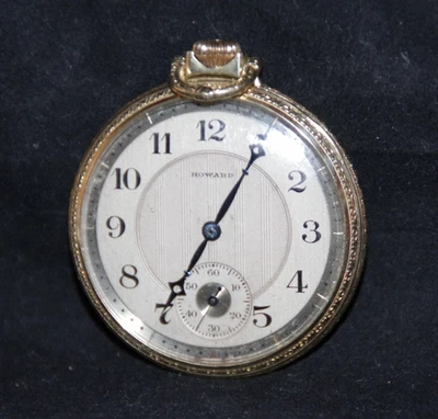 ANTIQUE E HOWARD GOLD POCKET WATCH KEYSTONE EXTRA CASE 17 JEWEL RUNS 1924 - Image 1 of 4
