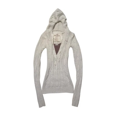 Vtg Y2K Red Abercrombie Tank Hollister Rabbit Hair Cable Knit Hooded Sweater S - Image 1 of 4