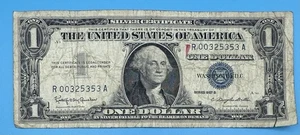 One Dollar 1957B $1 Blue Seal Silver Certificate Note Serial: R 00325353 A - Picture 1 of 3