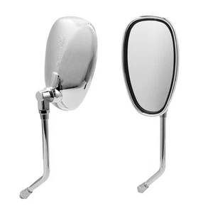 Oval Motorcycle Side Mirrors Chrome Rearview 10MM Fits For Yamaha Street Bikes - Picture 1 of 12