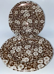 "Placas de 5,75"" con llantas Crownford China, Calico Brown, Staffordshire, Inglaterra 3-1960" - Imagen 1 de 4