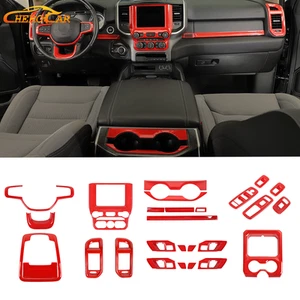 Kit de adornos de cubierta de decoración interior de 27 piezas accesorios superpuestos para Dodge RAM 2018+ rojo - Imagen 1 de 9