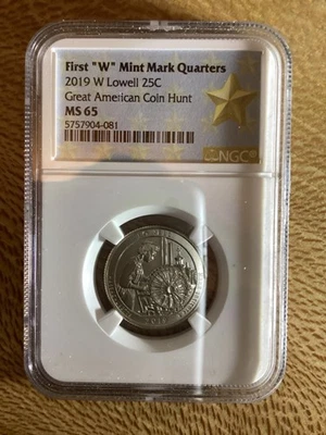 2019 W Mint Mark West Point Lowell Quarter Low Mintage NGC MS 65 - Image 1 of 2