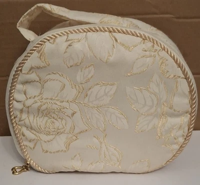 White & Gold Floral Embroidered Cosmetic Bag Marks & Spencer - Image 1 of 4