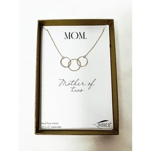 Alexas Angels Mom Mother of Two Necklace Gold Tone 16in Gift Box - Picture 1 of 4