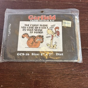 Garfield il gatto kit punto croce Odie dieta cane perdita di peso umorismo vintage anni 70 - Foto 1 di 2