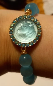 Meerblick NEBEL Einhorn ARMBAND Aqua Kristall STRASS Perlen STRETCH FAB - Bild 1 von 24