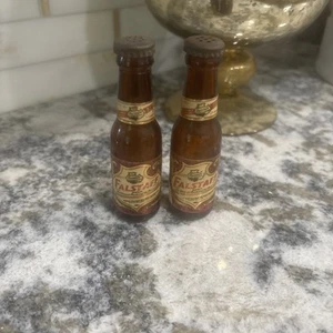 VTG 4" Falstaff Beer Bottle Salt & Pepper Glass Shakers Set W/Labels - Picture 1 of 10