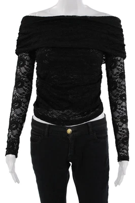 Kimberly Taylor Womens Off Shoulder Black Square Neck Blouse Size XS - Image 1 of 4