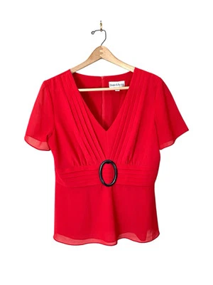 Топ Danny & Nicole Petite 12 красный с v-образным вырезом короткий рукав нарядный карьерный 8S - Изображение 1 из 4