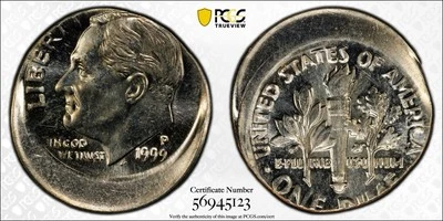 PCGS MS64 1999P Roosevelt Dime 20% Off Center Mint Error - Image 1 of 3