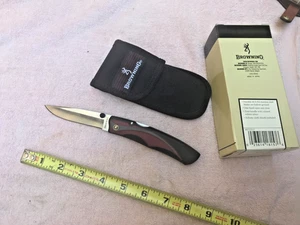 NOS Browning 242 Seki Japan Burgundy Folding Pocket Knife w/belt pouch in box - Picture 1 of 5