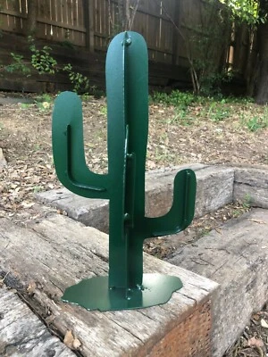 Metal Cactus Statue Figure 3D Freestanding Garden or Desk decor Plasma Cut Metal - Image 1 of 2