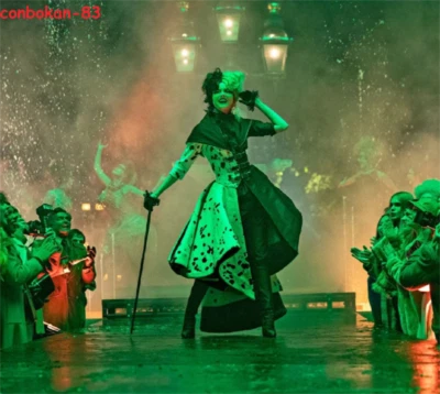 Cruella De Vil Cosplay Party Costume Dress Black White Stage Performance Costume - Image 1 of 3