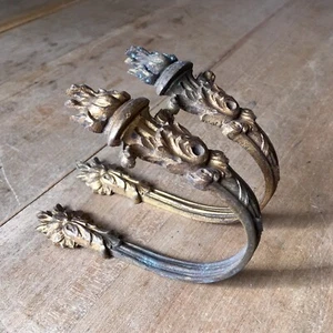 Corbatas de cortina antiguas latón dorado rococó vintage FRANCÉS dorado - Imagen 1 de 9