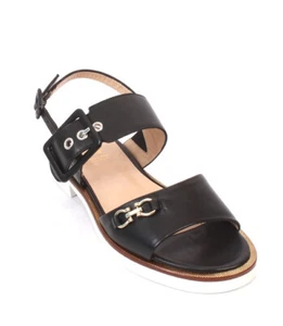 Luca Grossi 587 Black Leather Platform Sandals 36 / US 6 - Picture 1 of 7