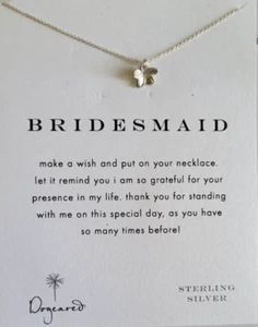 Dogeared Make A Wish Bridesmaid Plumeria Charm Necklace 16 in Silver Chain - Picture 1 of 2