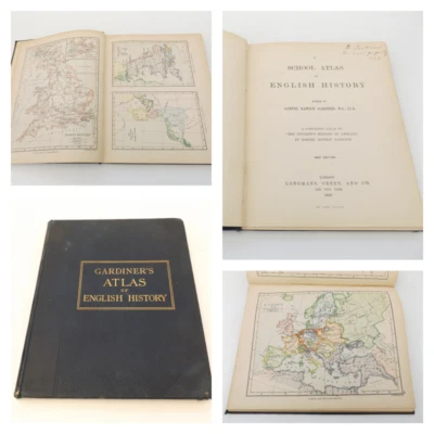 1895 A SCHOOL ATLAS of ENGLISH HISTORY by Samuel Rawson Gardiner COLOUR MAPS - Image 1 of 4