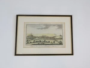 Vintage Hand Coloured Engraving Lichfield C 1780 Framed Etching 17.25” X 12.5” - Picture 1 of 8