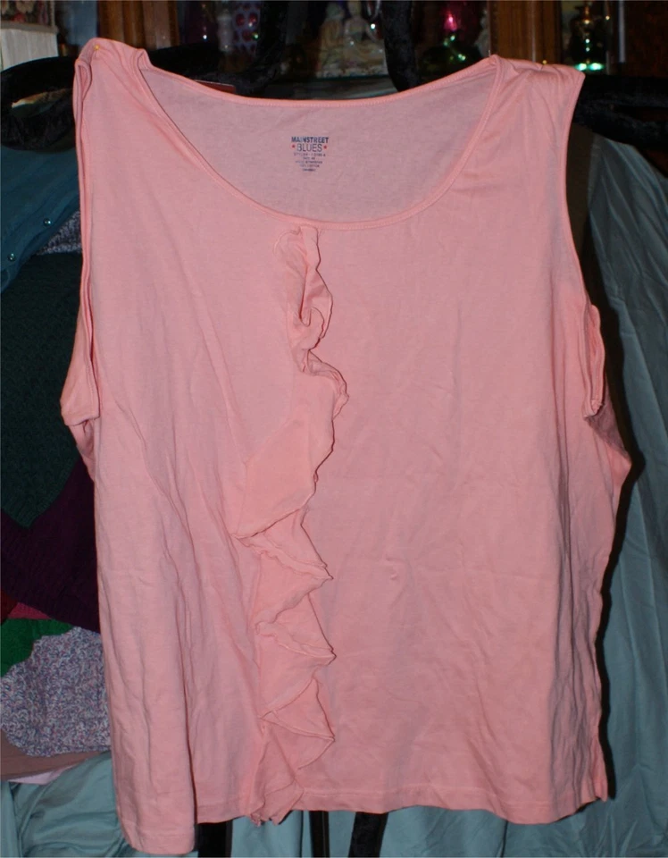 CAMISA SIN MANGAS MAIN STREET BLUES Talla Grande 4X Blusa Melocotón  Foto 1 de 1