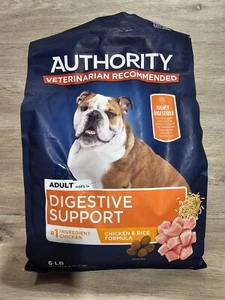 6 lb Dry Dog Food *READ* Authority Adult Digestive 02/26 Chicken Rice *Bag Tear - Picture 1 of 5