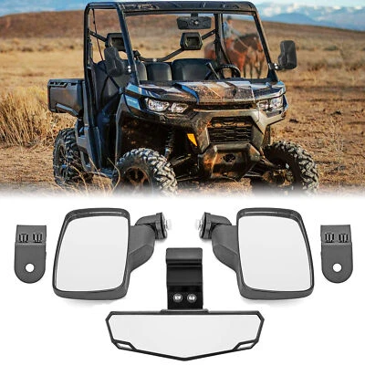 Adjustable Rear Side & Center Mirrors For 2016-2025 Can Am Defender HD5/HD8/HD10 - Image 1 of 4