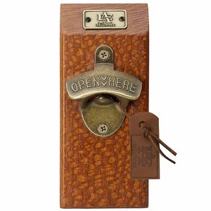 Exotic Lace Wood Edge Grain Wall Mounted Brass Bottle Opener Made in the USA - Picture 1 of 7