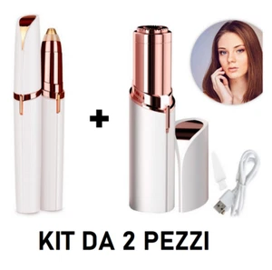 SET 2 PEZZI MINI EPILATORE DONNA PER PELI VISO SOPRACCIGLIA ASCELLE PORTATILE - Foto 1 di 8