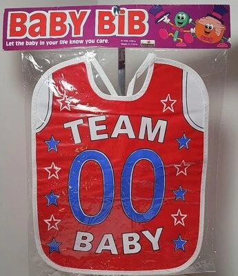 Vintage Factory Sealed 1995 Giftco Team 00 Baby Plastic Sport Theme Bib NOS - Image 1 of 4