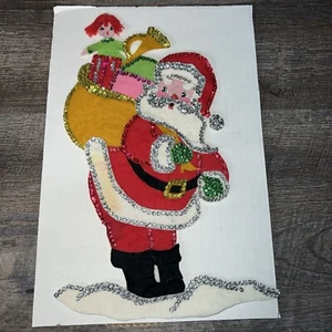 Bucilla Felt ~ Santa w/Toy Bag Wall Hanging Decor Completed - Picture 1 of 9
