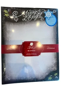 Christmas Holiday NEW Letterhead 80 Count Merry & Bright  Sz 8 1/2 x 11 - Picture 1 of 5