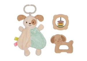Baby Comfort Toy Wooden Gift Set - Rattle + Teether + Blankie | Tooky Toy - Picture 1 of 4