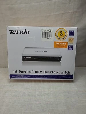 Tenda S16 16-Port 10/100M Desktop Ethernet Switch Plug & Play Fast Forwarding - Image 1 of 4