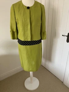 Jaeger Ladies 3 piece Skirt Suit - Size 14 - Lime Green/Black - Picture 1 of 5