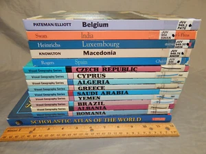 15 hardcover GEOGRAPHY kids book vintage lot scholastic atlas world cultures - Picture 1 of 24