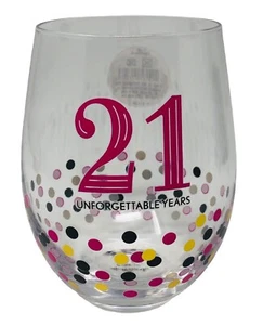 Hallmark stielloses Weinglas 21 unvergessliche Jahre Geburtstag Party Konfetti - Bild 1 von 2