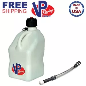 VP Racing White 5.5 Gallon Square Utility Jug + Deluxe Fill Hose Made in USA - Picture 1 of 5