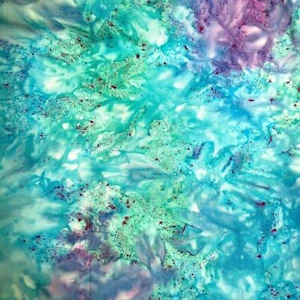 Watercolor Aqua Green Purple Batik Fabric2.5 yards to quilt or sew 100% cotton - Picture 1 of 4