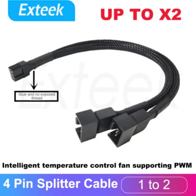 4 Pin PWM Y Splitter to 3/4 Pin Motherboard CPU Fan PC Case Extension Cable AU - image 1 of 4