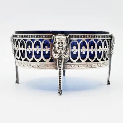 Sal abierta de Augsburgo de plata maciza del siglo XVIII por Bruglocher Imp decoración casco hendido Foto 1 de 4