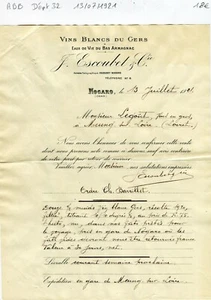 Dépt 32 - Nogaro - Secteurs des Vins & Eaux de Vie du Bas Armagnac 13/07/1921 - Picture 1 of 1