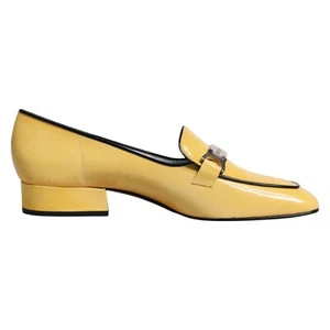 DOLCE & GABBANA Shoes Yellow Leather Logo Plaque Slip On Mocassin EU39 / US8.5 - Picture 1 of 11