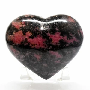86mm Pink Black Rhodonite Heart Natural Crystal Polished Mineral Stone Madagasc. - Picture 1 of 5