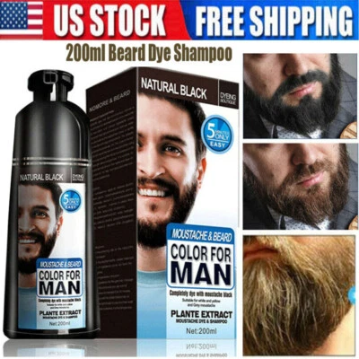 Champú de tinte de cabello simple para barba negra para hombres oscurecimiento permanente coloración del cabello Foto 1 de 4