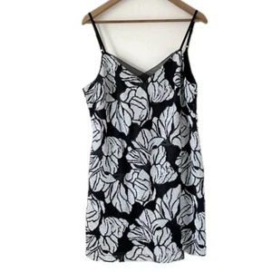 NEW WHBM Sequin Sheath Dress Black White Floral Cocktail Women’s Size 12P - Picture 1 of 9